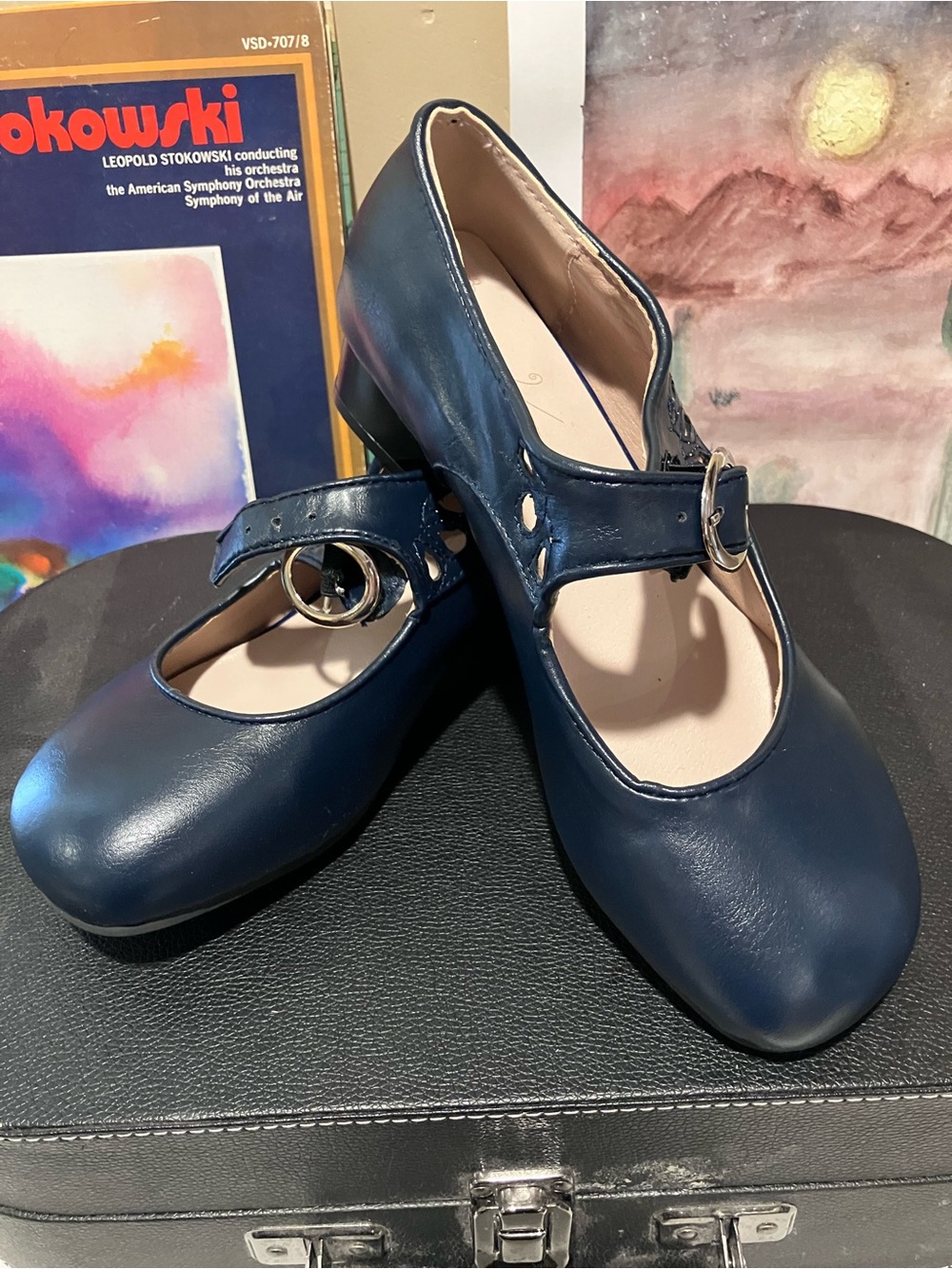 Navy Mary Jane Lolita Heels with Buckle Strap Size 38